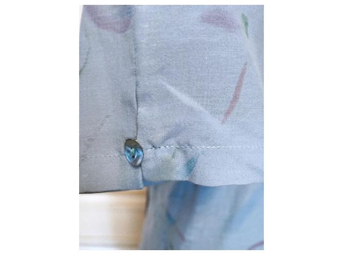 Cacharel Vestido de Seda Preppy Liberty Floral Blanco Azul Verde Azul claro - vista 17