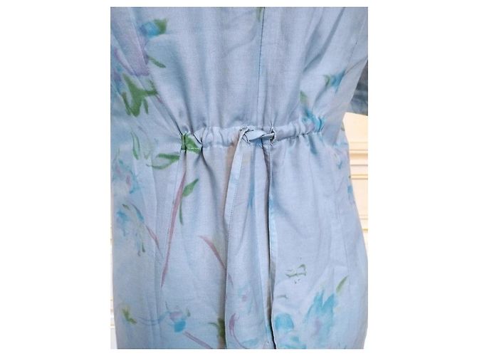 Cacharel Vestido de Seda Preppy Liberty Floral Blanco Azul Verde Azul claro - vista 6
