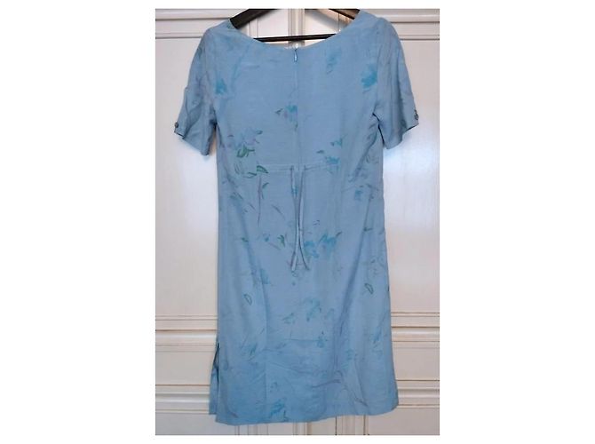 Cacharel Vestido de Seda Preppy Liberty Floral Blanco Azul Verde Azul claro - vista 7