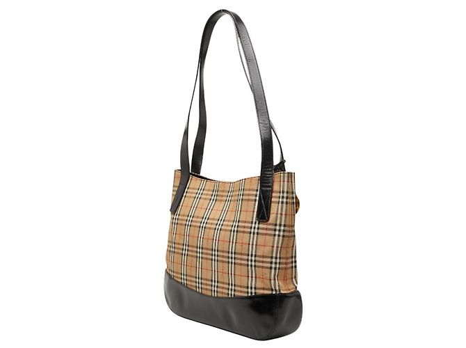 Saco Tote Burberry Nova Check Preto Bege - vista 2
