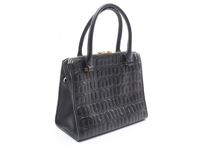 Borsa a mano 2-Way Miu Miu con logo embossed Nero - vista 2