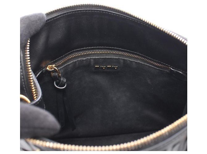 Borsa a mano 2-Way Miu Miu con logo embossed Nero - vista 5