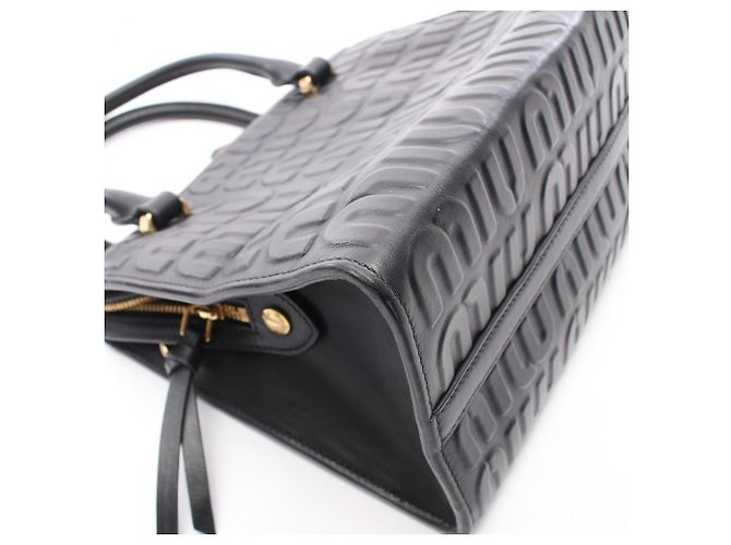 Borsa a mano 2-Way Miu Miu con logo embossed Nero - vista 8
