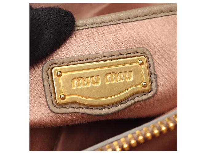 Miu Miu Vitello Caribe Handtasche Beige - Ansicht 4