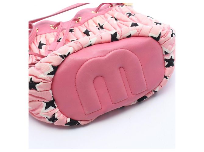 Borsa a secchiello Miu Miu MATELASSE Nero Rosa Bianco - vista 10