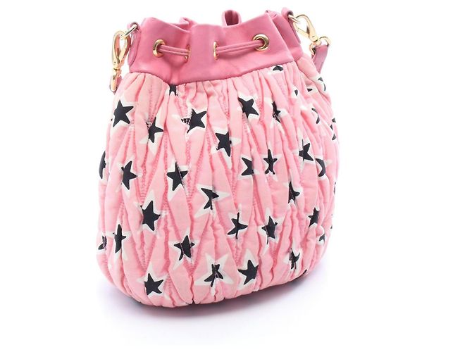 Borsa a secchiello Miu Miu MATELASSE Nero Rosa Bianco - vista 2