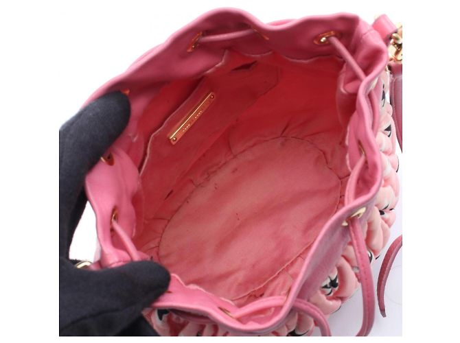 Borsa a secchiello Miu Miu MATELASSE Nero Rosa Bianco - vista 3