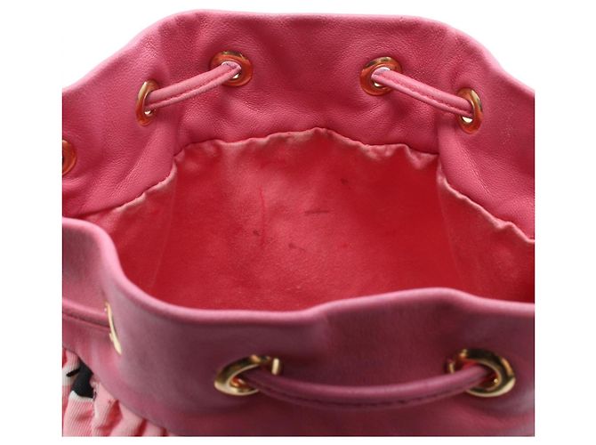 Borsa a secchiello Miu Miu MATELASSE Nero Rosa Bianco - vista 7