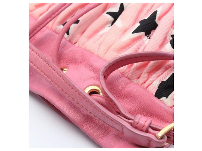 Borsa a secchiello Miu Miu MATELASSE Nero Rosa Bianco - vista 9