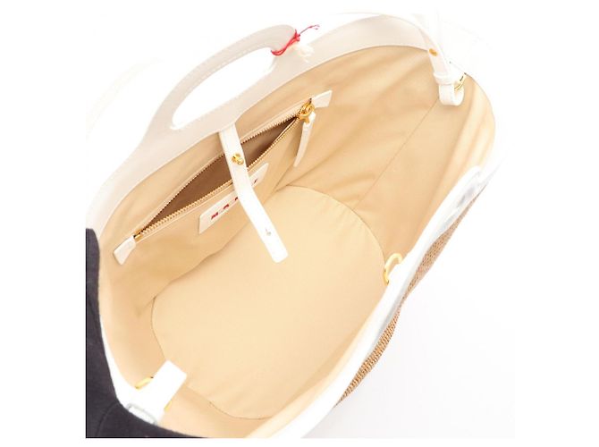 MARNI TROPICALIA SUMMER Kleine 2-Way Handtasche Braun Weiß - Ansicht 3
