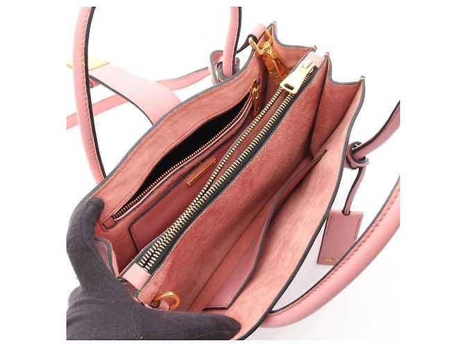 Borsa a mano Miu Miu in pelle rosa - vista 3