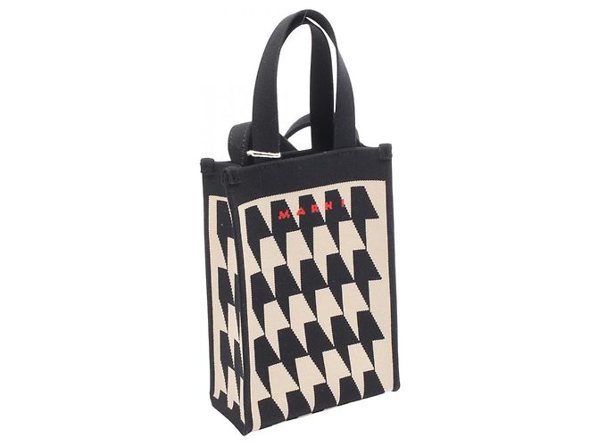MARNI Nano Shopping Bag Nero Beige - vista 2