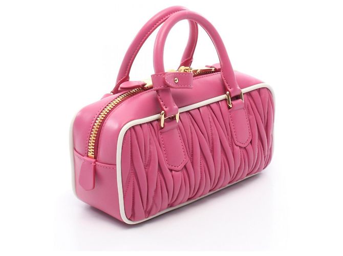 Borsa a mano 2-Way Miu Miu MATELASSE Rosa Bianco - vista 2