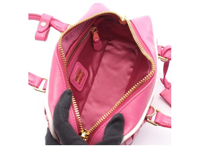 Borsa a mano 2-Way Miu Miu MATELASSE Rosa Bianco - vista 3