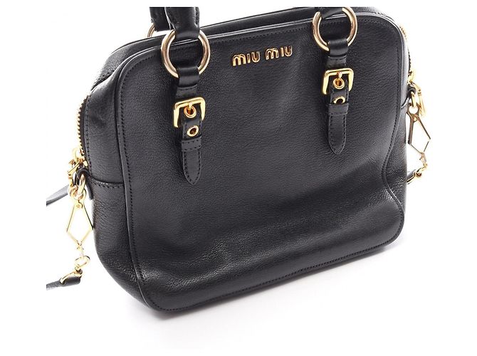 Miu Miu 2-Way Lederhandtasche Schwarz - Ansicht 11