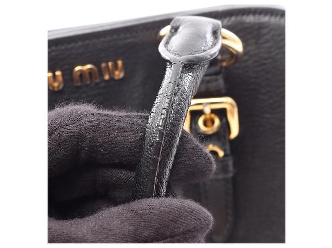 Miu Miu 2-Way Lederhandtasche Schwarz - Ansicht 9