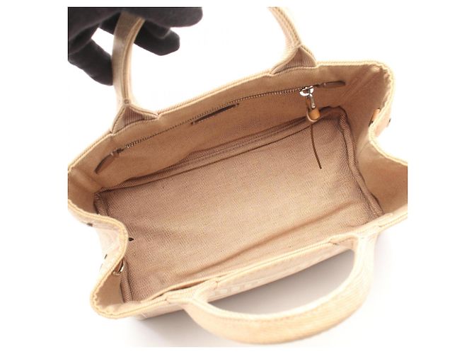 Borsa Tote Miu Miu in tela con logo Beige Crudo - vista 3
