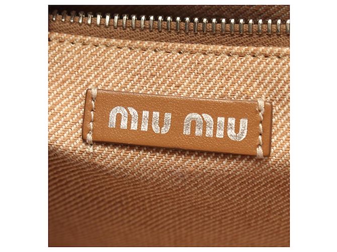 Borsa Tote Miu Miu in tela con logo Beige Crudo - vista 4