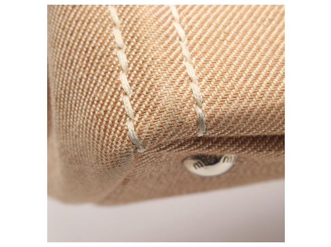 Borsa Tote Miu Miu in tela con logo Beige Crudo - vista 6