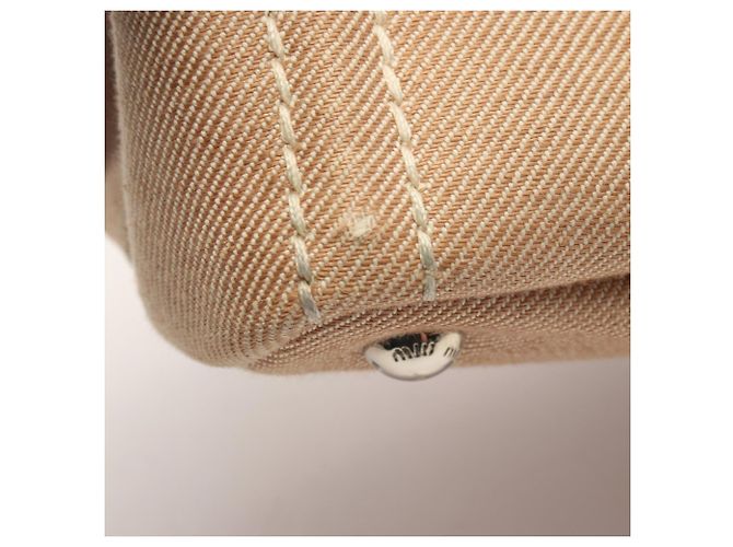 Borsa Tote Miu Miu in tela con logo Beige Crudo - vista 8