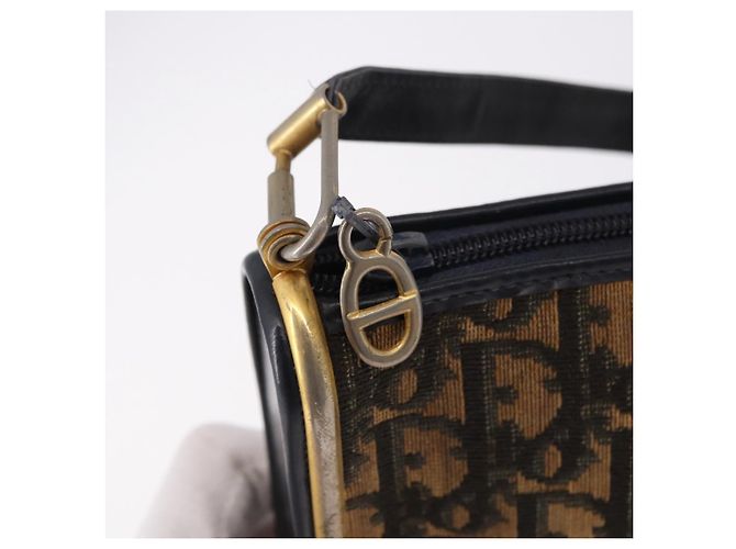 Borsa a tracolla Christian Dior Trotter Canvas Navy Gold Auth bs36117 D'oro Blu navy - vista 14