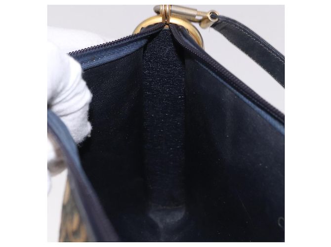 Borsa a tracolla Christian Dior Trotter Canvas Navy Gold Auth bs36117 D'oro Blu navy - vista 18