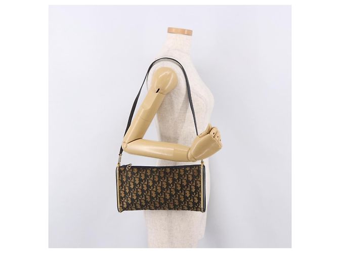 Borsa a tracolla Christian Dior Trotter Canvas Navy Gold Auth bs36117 D'oro Blu navy - vista 19