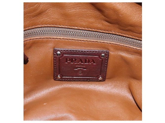 Sac à main PRADA en cuir marron argent BR2804 Auth am12375V Argenté - vue 16