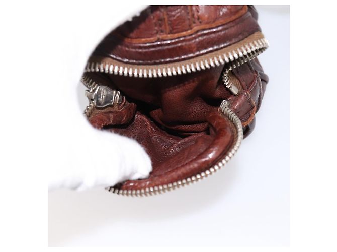 Sac à main PRADA en cuir marron argent BR2804 Auth am12375V Argenté - vue 22