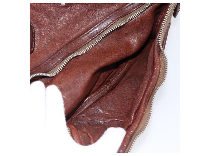 Sac à main PRADA en cuir marron argent BR2804 Auth am12375V Argenté - vue 23