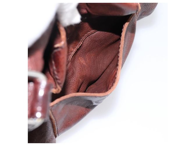 Sac à main PRADA en cuir marron argent BR2804 Auth am12375V Argenté - vue 24