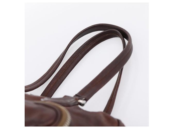 Sac à main PRADA en cuir marron argent BR2804 Auth am12375V Argenté - vue 8