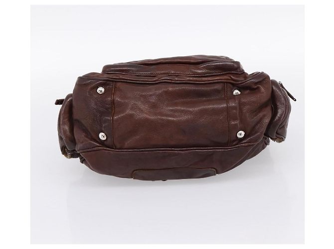 Sac à main PRADA en cuir marron argent BR2804 Auth am12375V Argenté - vue 9