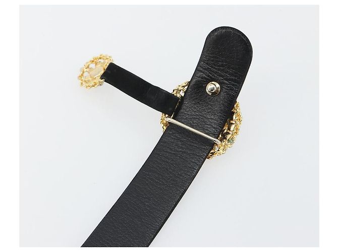 Cintura Christian Dior in pelle scamosciata 32.3'' Nero Oro Auth 188621 D'oro - vista 11