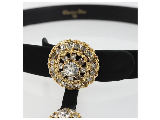 Cintura Christian Dior in pelle scamosciata 32.3'' Nero Oro Auth 188621 D'oro - vista 5