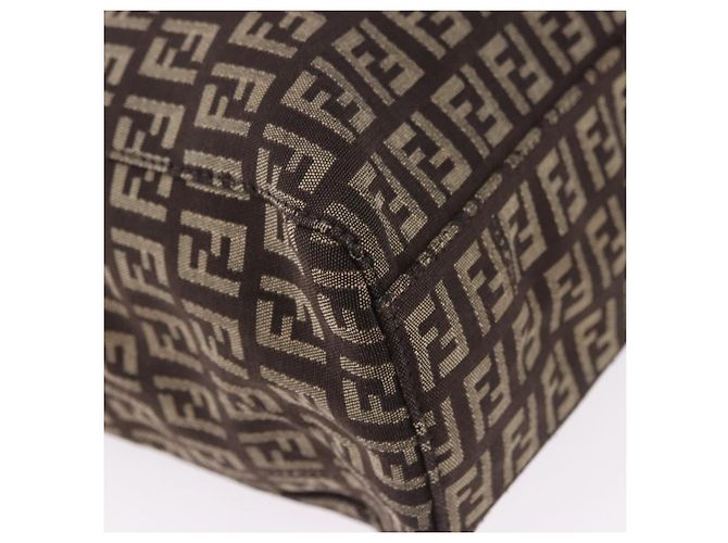 Sac à main FENDI Zucchino Canvas Marron Auth ka5289 - vue 10