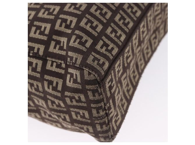 Sac à main FENDI Zucchino Canvas Marron Auth ka5289 - vue 12