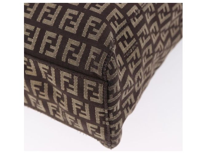 Sac à main FENDI Zucchino Canvas Marron Auth ka5289 - vue 13
