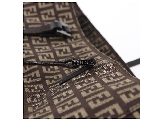 Sac à main FENDI Zucchino Canvas Marron Auth ka5289 - vue 14