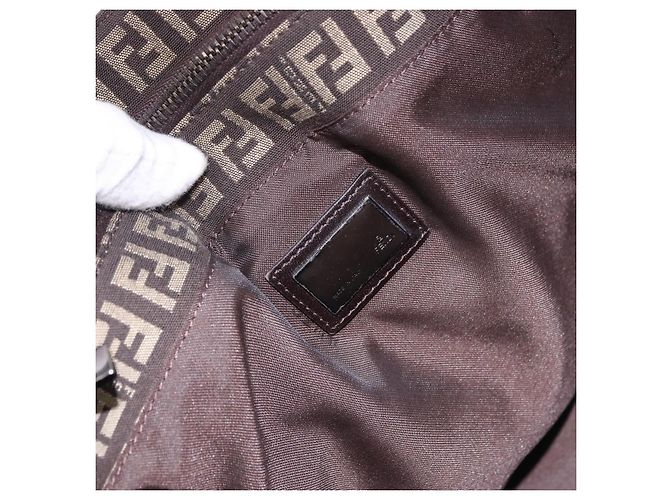 Sac à main FENDI Zucchino Canvas Marron Auth ka5289 - vue 16