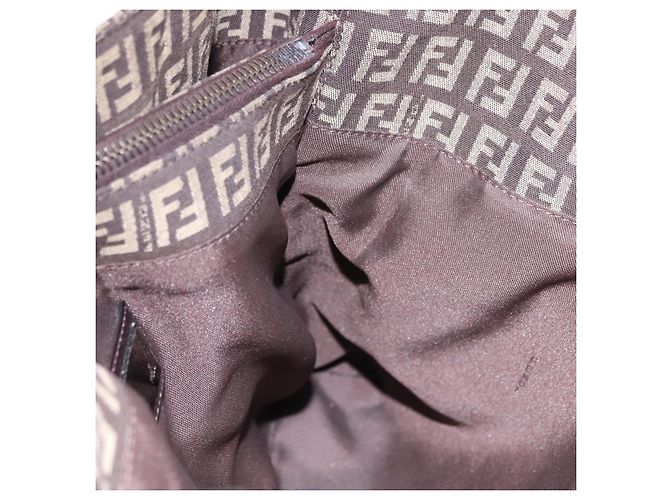 Sac à main FENDI Zucchino Canvas Marron Auth ka5289 - vue 18
