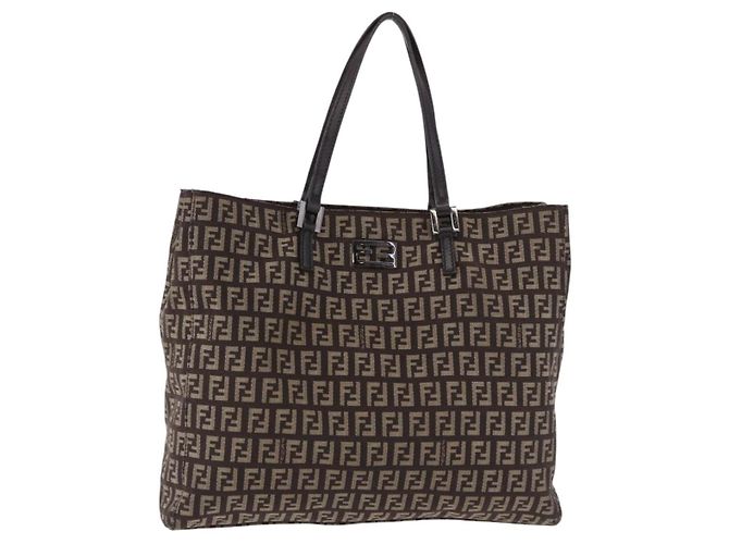 Sac à main FENDI Zucchino Canvas Marron Auth ka5289 - vue 2
