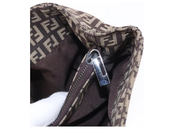 Sac à main FENDI Zucchino Canvas Marron Auth ka5289 - vue 20