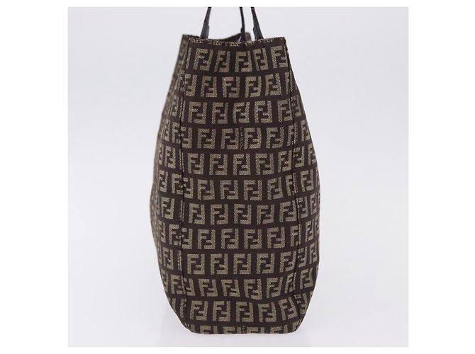 Sac à main FENDI Zucchino Canvas Marron Auth ka5289 - vue 4