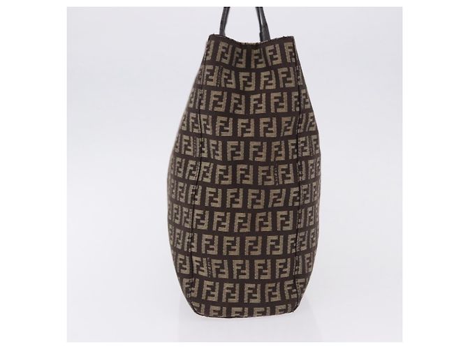 Sac à main FENDI Zucchino Canvas Marron Auth ka5289 - vue 5