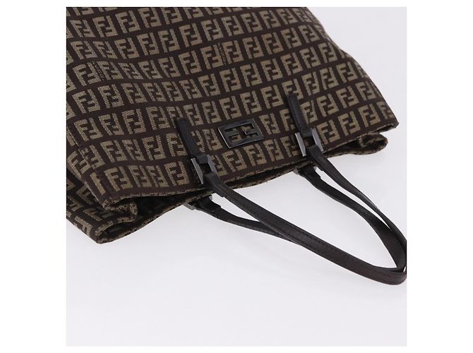 Sac à main FENDI Zucchino Canvas Marron Auth ka5289 - vue 6