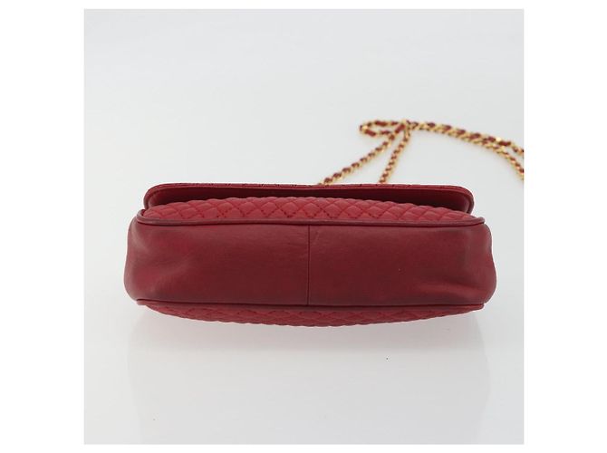 Bolsa de Ombro com Corrente BALLY em Couro Vermelho e Ouro Auth 195012 Dourado - vista 10