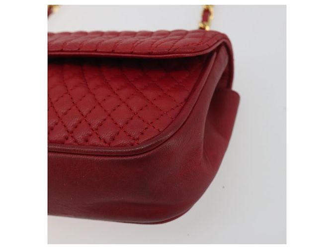 Bolsa de Ombro com Corrente BALLY em Couro Vermelho e Ouro Auth 195012 Dourado - vista 11