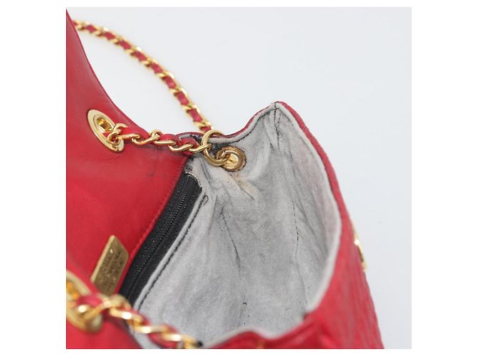 Bolsa de Ombro com Corrente BALLY em Couro Vermelho e Ouro Auth 195012 Dourado - vista 19
