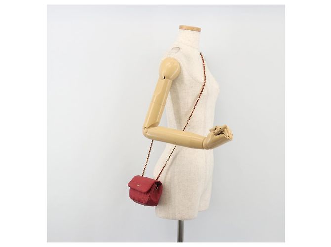 Bolsa de Ombro com Corrente BALLY em Couro Vermelho e Ouro Auth 195012 Dourado - vista 23